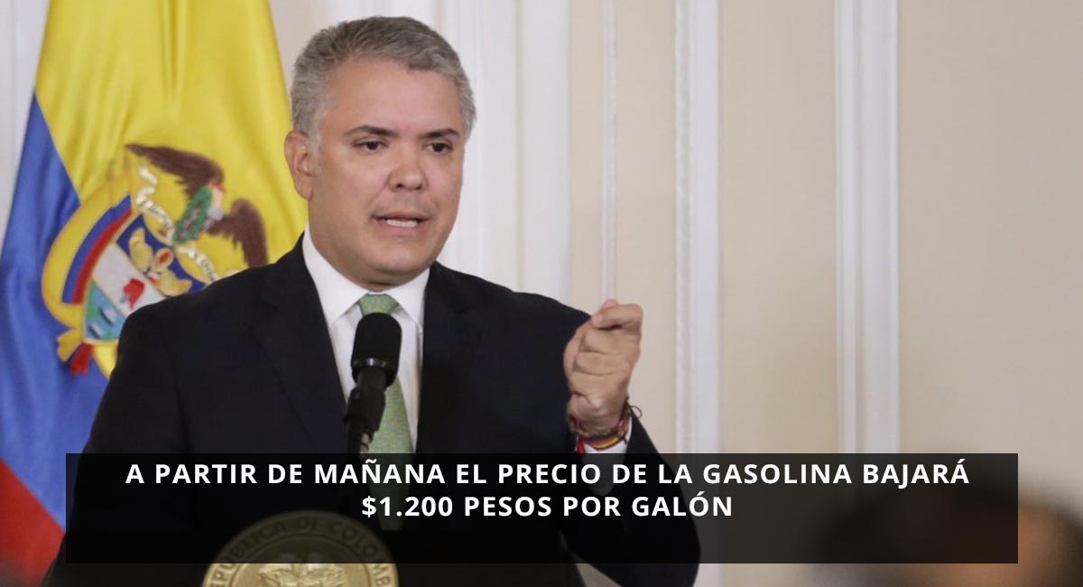 A partir de mañana el precio de la gasolina bajará $1.200 pesos por galón